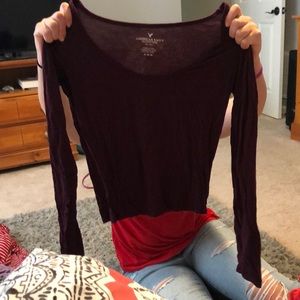 Long sleeve. Maroon shirt
